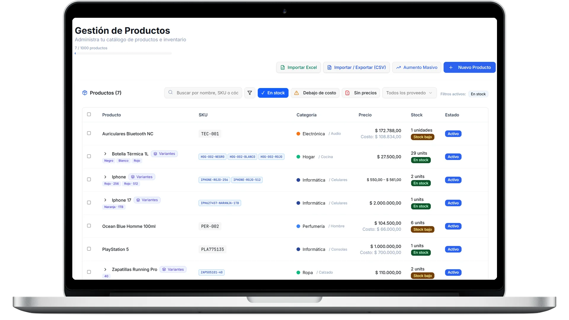 Gestión de Productos